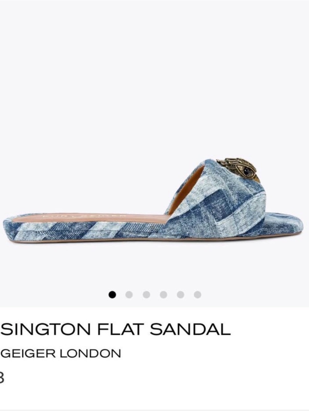 Kurt Geiger Blue Denim Patchwork Slide with Metallic Eye Accent
